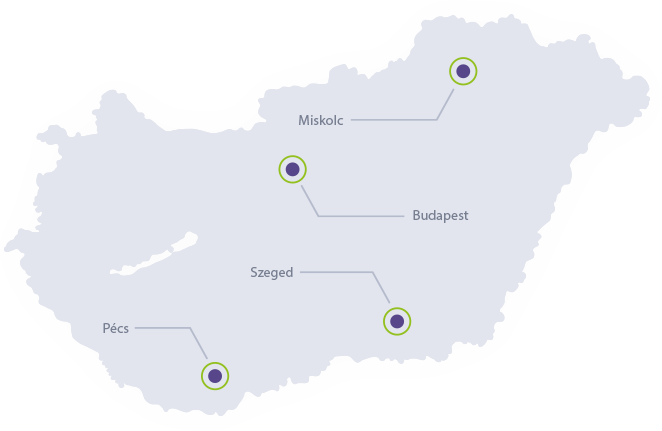 Magyarország térkép az öt fő régióval